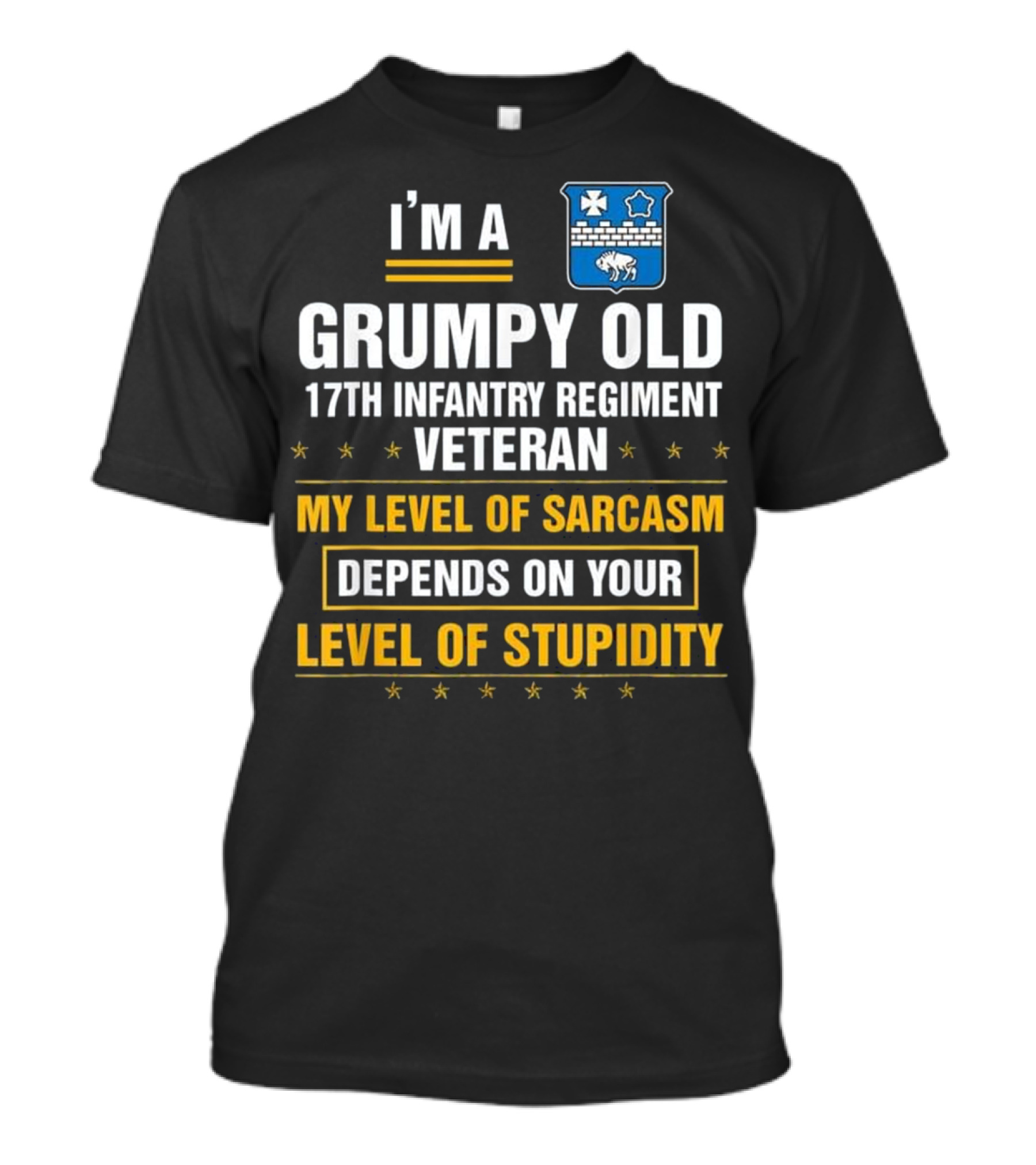 I'M A Grumpy Old 17th Infantry Regiment Veteran My Level Of Sarcasm Depends On Your Level Of Stupidity T-Shirt