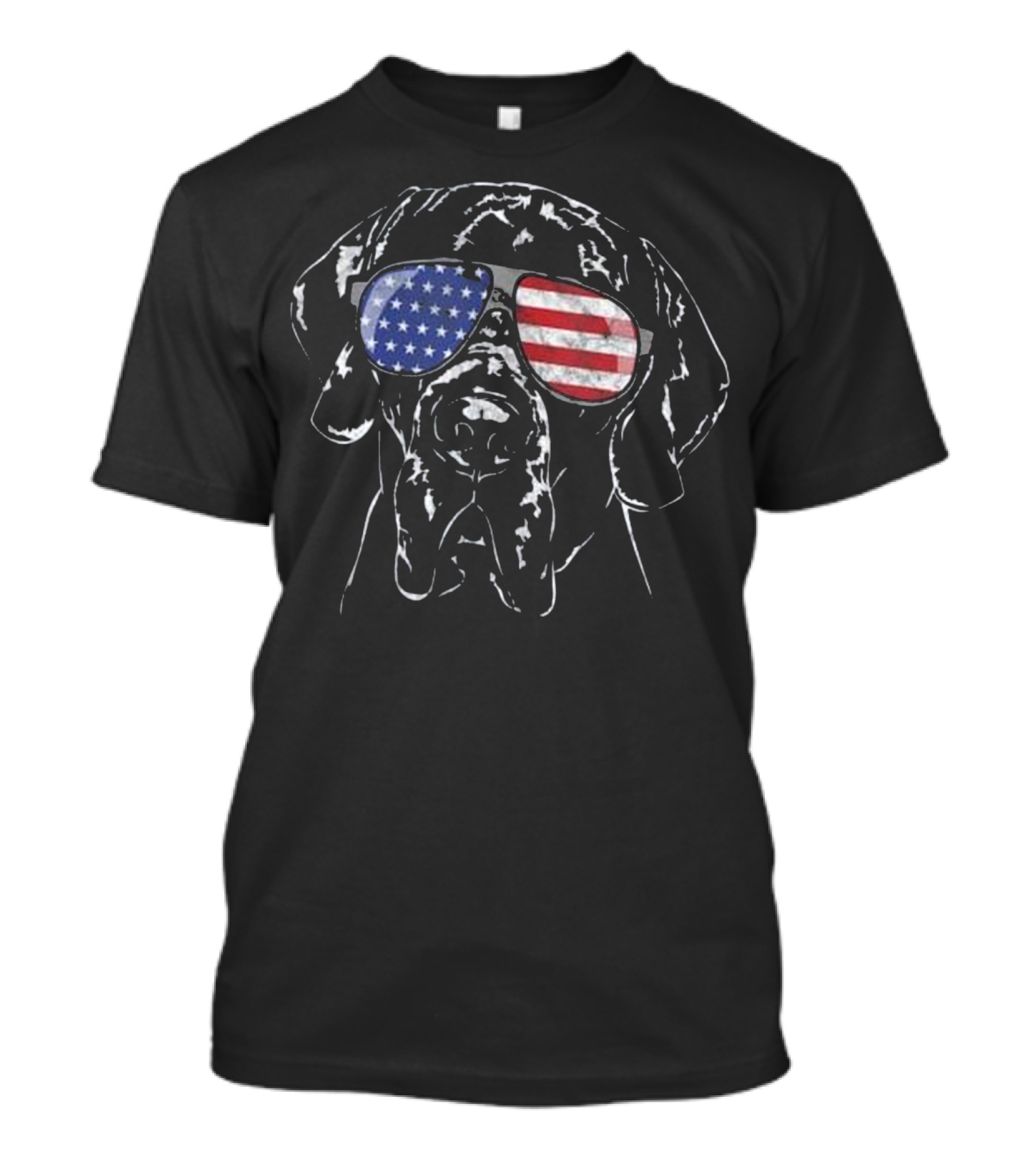 Proud Great Dane Wearing American Flag Sunglasses Patriotic Humor T-Shirt