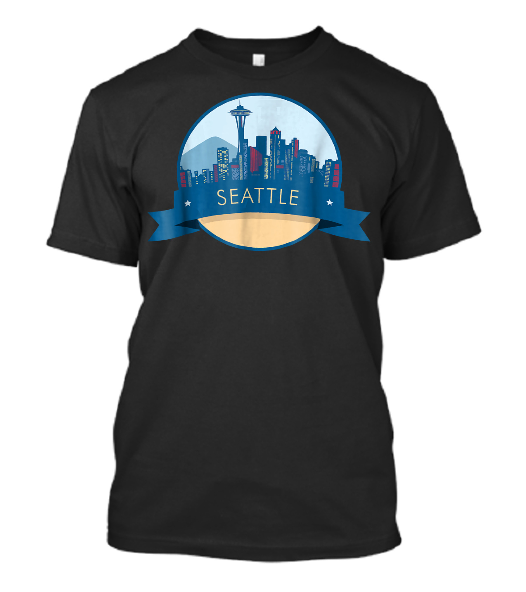 Seattle Skyline With Mt Rainier And Space Needle T-Shirt
