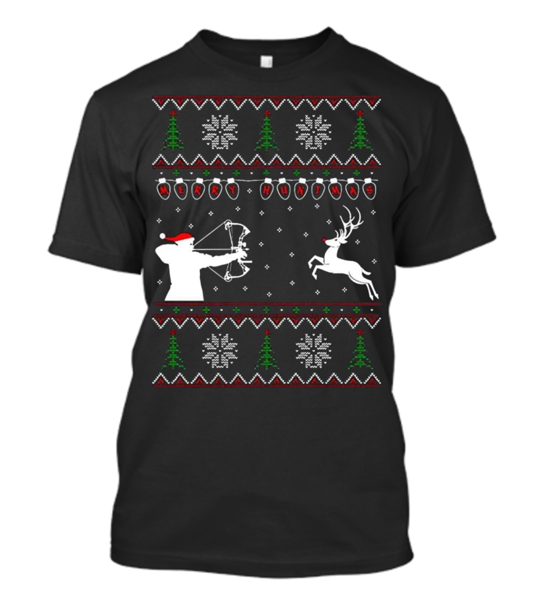 Merry Huntmas Deer Hunting Christmas Sweater With Archer And Reindeer T-Shirt