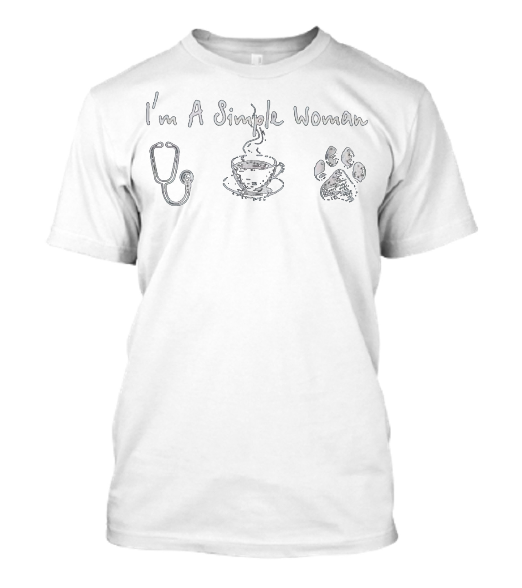 I'm A Simple Woman I Like Nurse Coffee Paw Prints T-Shirt