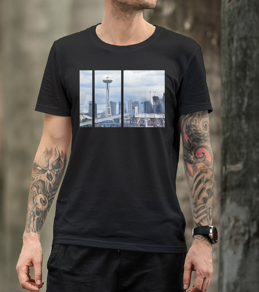Seattle Space Needle Skyline Modern Photo T-Shirt