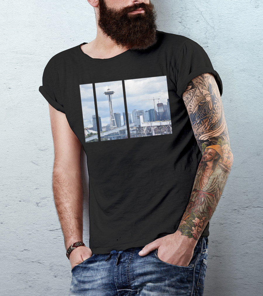 Seattle Space Needle Skyline Modern Photo T-Shirt