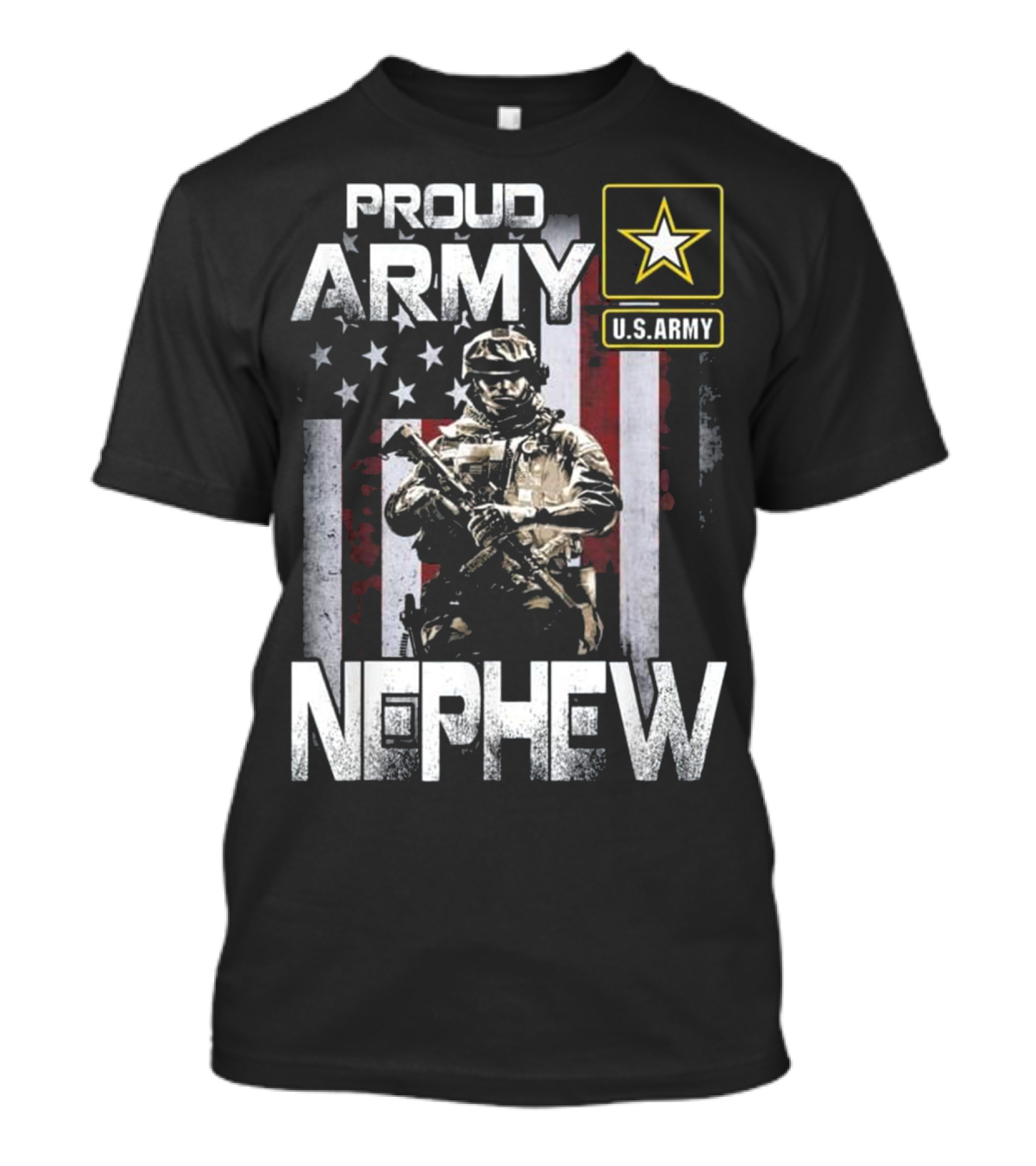 Proud Army Nephew U.S. Army Star Soldier American Flag T-Shirt