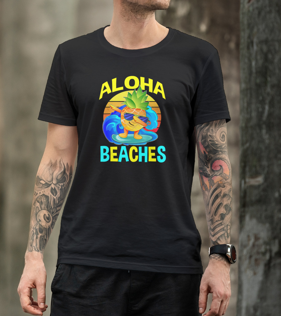 Aloha Beaches Dabbing Pineapple Surfer T-Shirt
