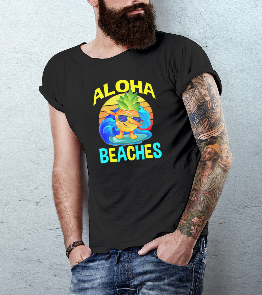Aloha Beaches Dabbing Pineapple Surfer T-Shirt