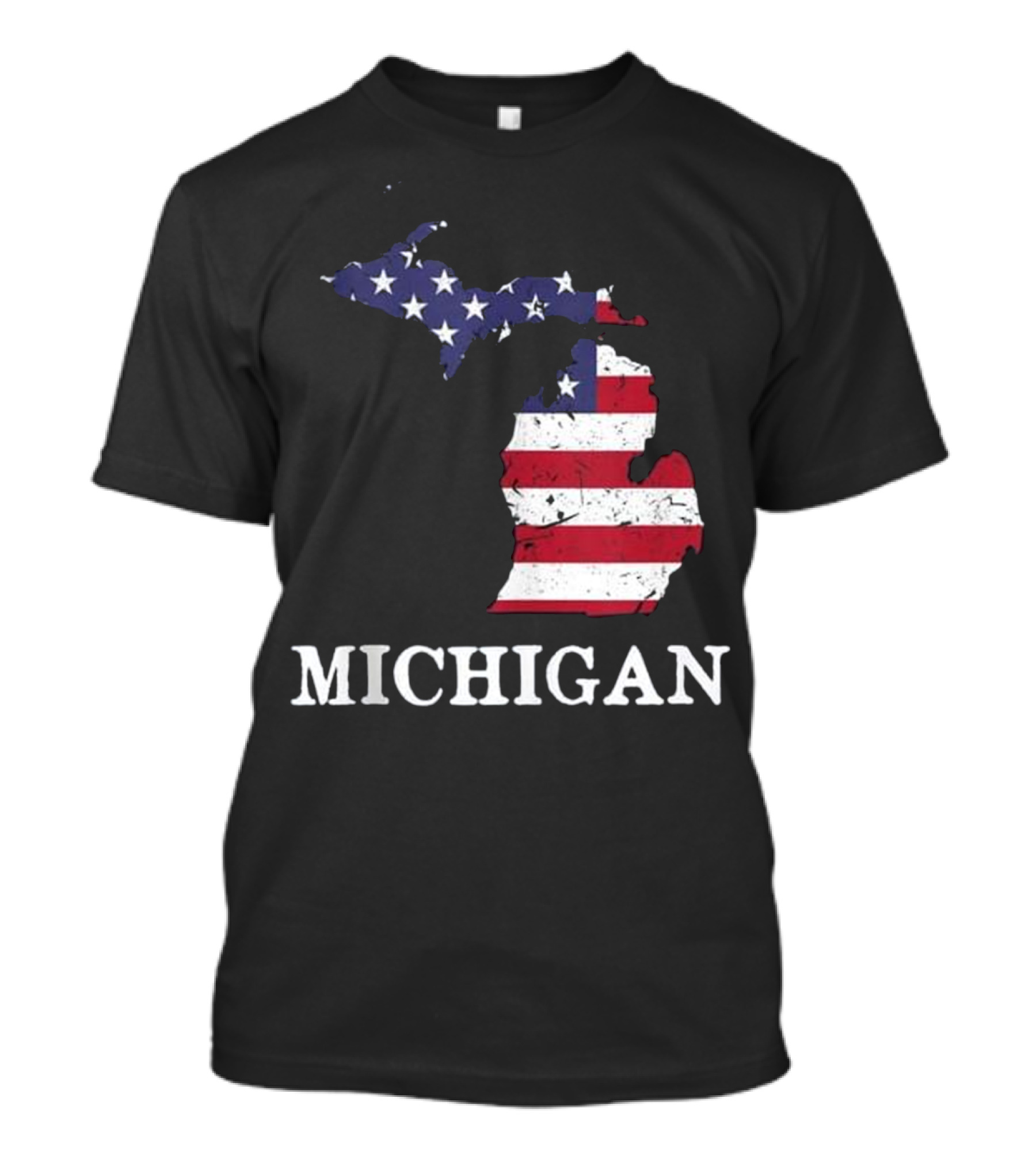 Michigan Map American Flag T-Shirt
