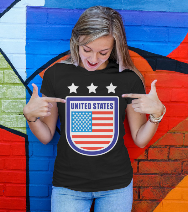 United States Soccer Team Flag Emblem Stars T-Shirt