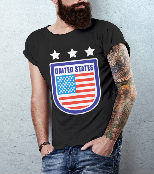 United States Soccer Team Flag Emblem Stars T-Shirt