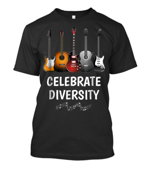 Guitarist Celebrate Diversity Music Notes Five Guitars T-Shirt