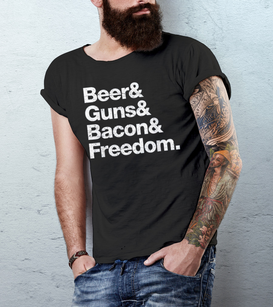 Beer Guns Bacon Freedom Funny Independence T-Shirt