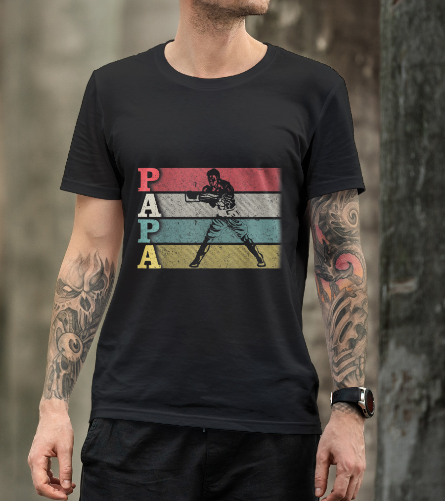 Papa Retro Boxing Stripes T-Shirt