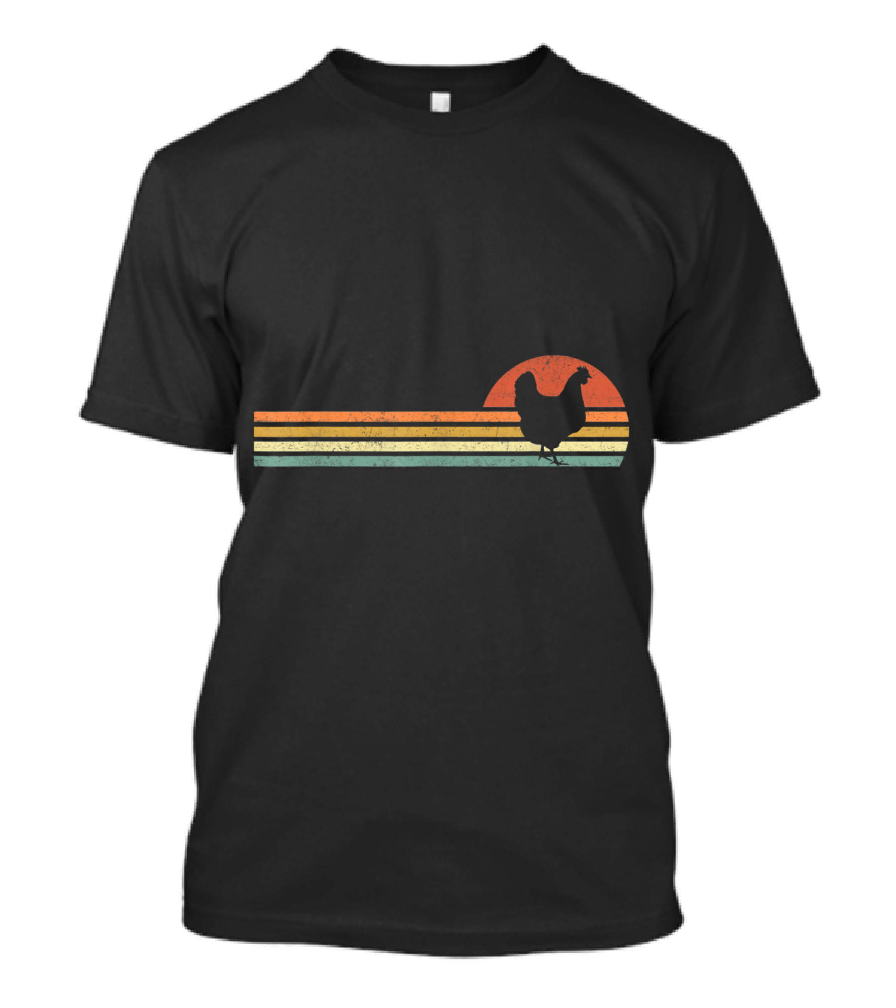 Vintage Chickens Retro Sunset T-Shirt