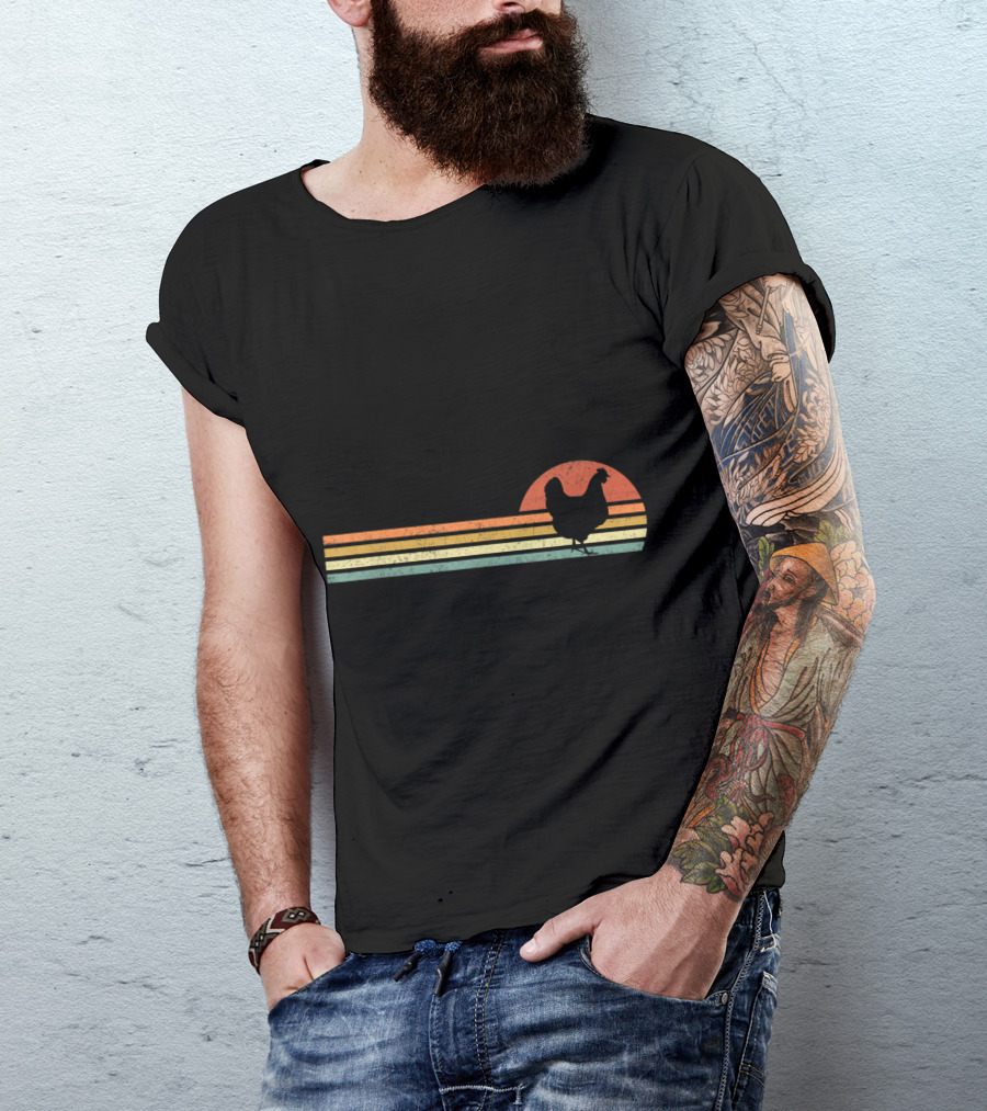 Vintage Chickens Retro Sunset T-Shirt