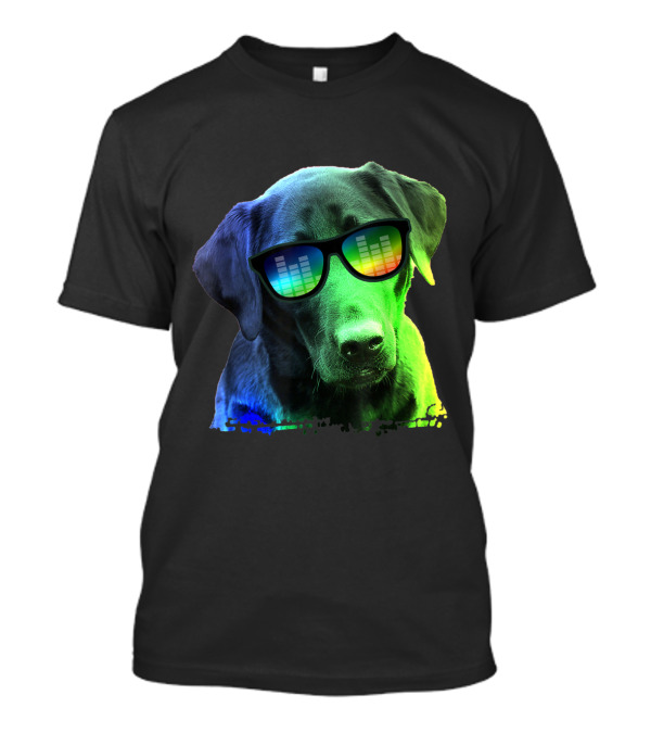 Labrador Colorful Dog Wearing Sunglasses With Music Equalizer T-Shirt