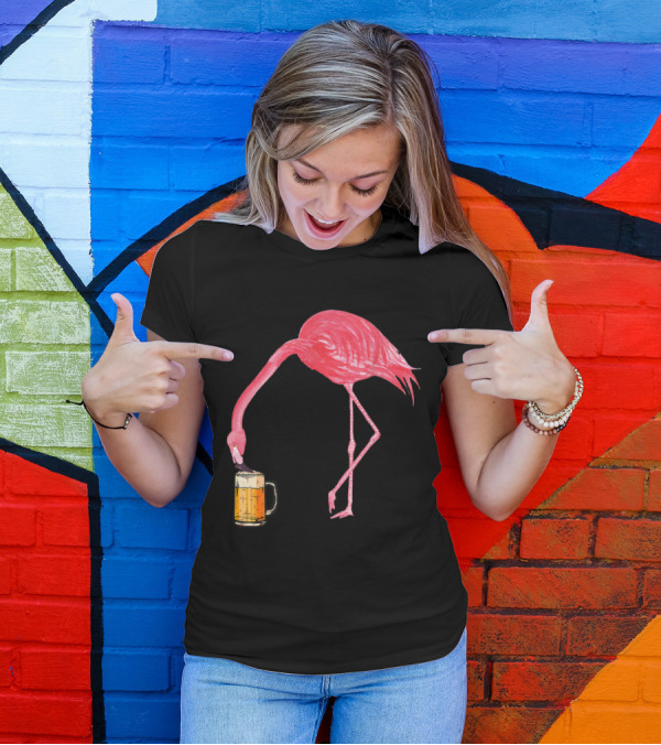 Beer Lover's Flamingo With Beer Mug T-Shirt