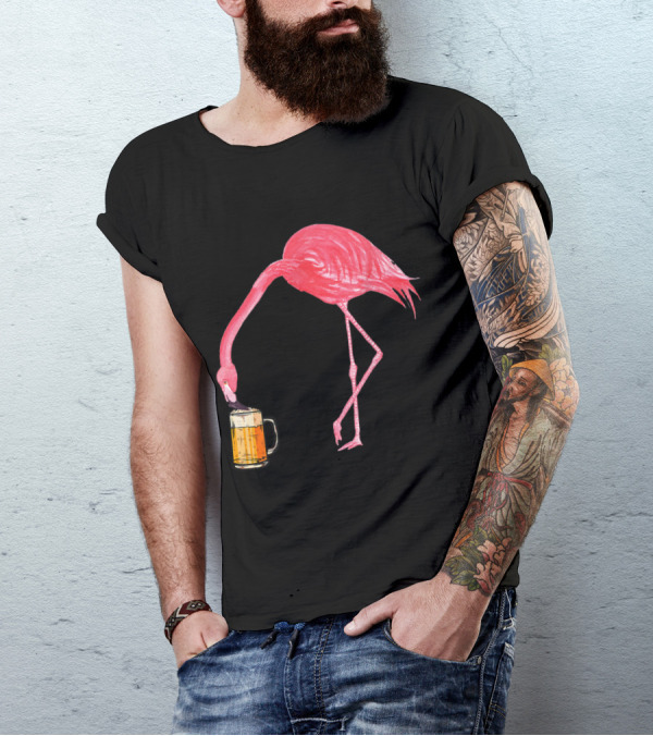 Beer Lover's Flamingo With Beer Mug T-Shirt