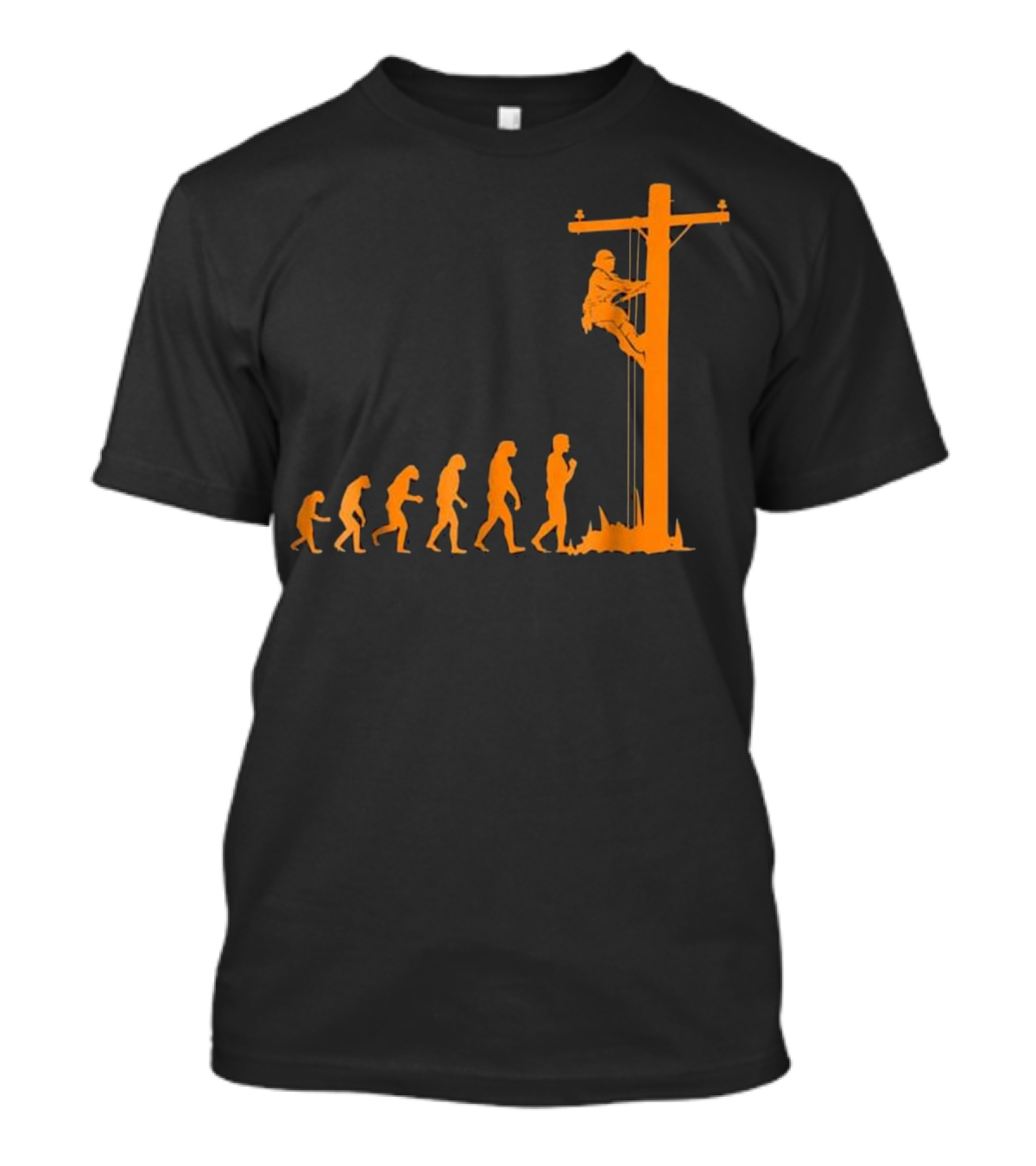 Cool Unique Evolution Of Lineman Electrician Climbing Power Pole T-Shirt
