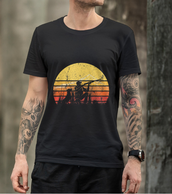 Vintage Duck Hunting Hunter Retro Silhouette Sunset T-Shirt