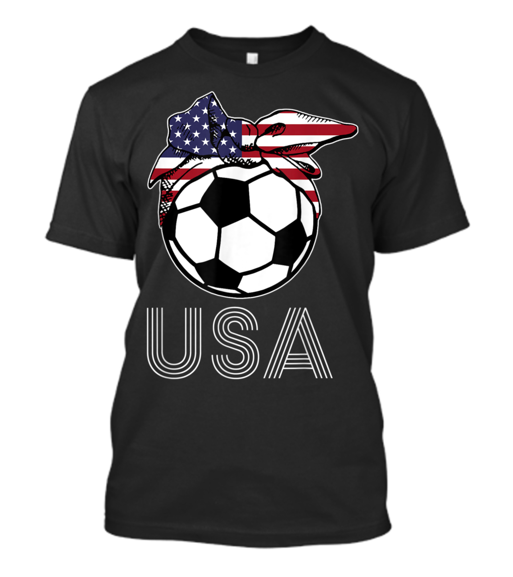 USA Soccer Ball American Flag Headband T-Shirt