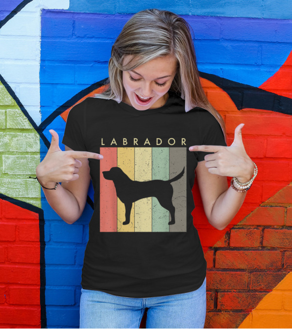 Labrador Retro Stripes Dog Lovers T-Shirt