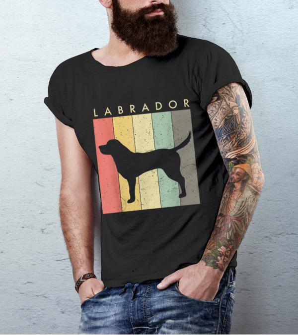 Labrador Retro Stripes Dog Lovers T-Shirt