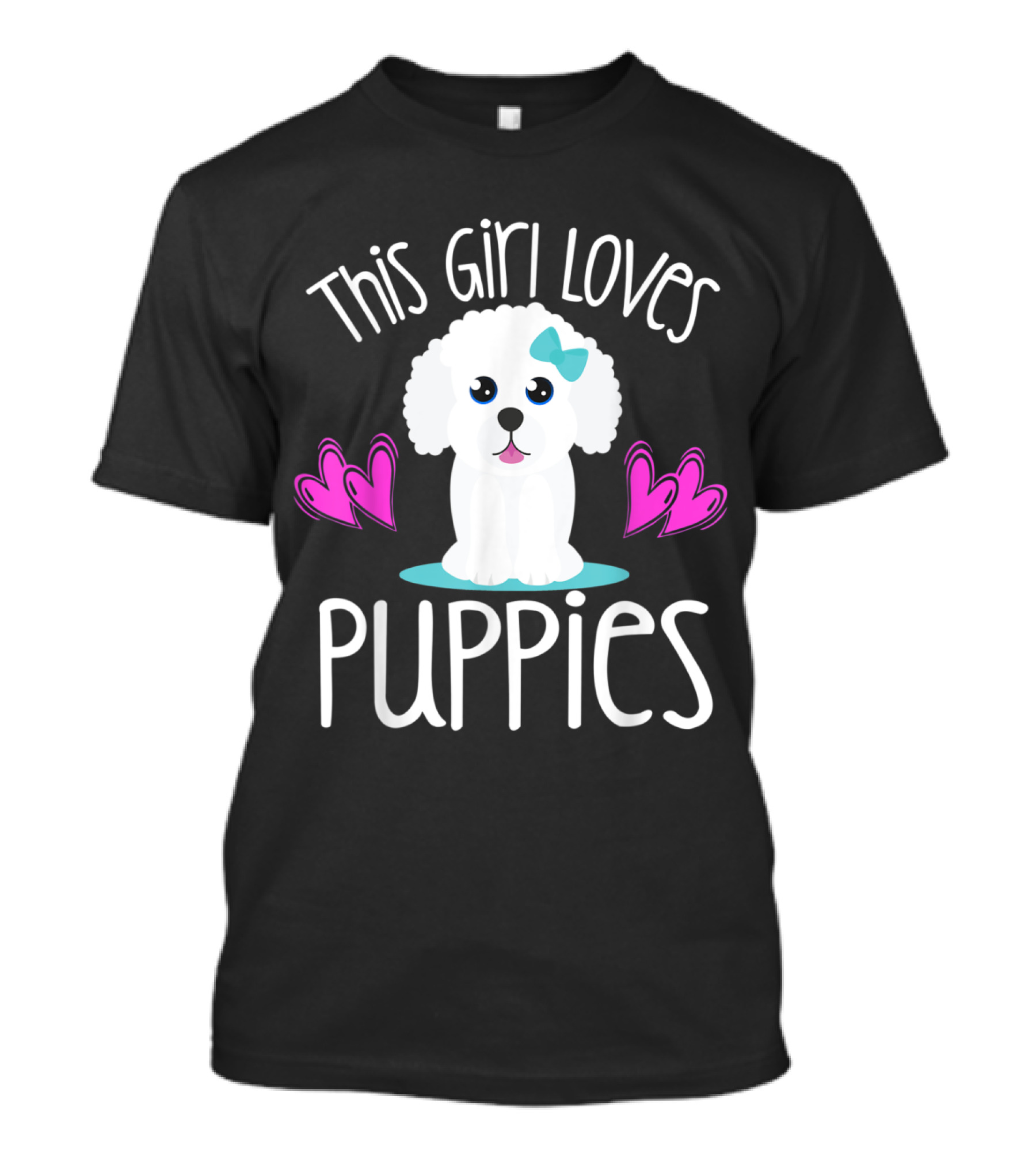 This Girl Loves Puppies With Cute Poodle And Hearts T-Shirt