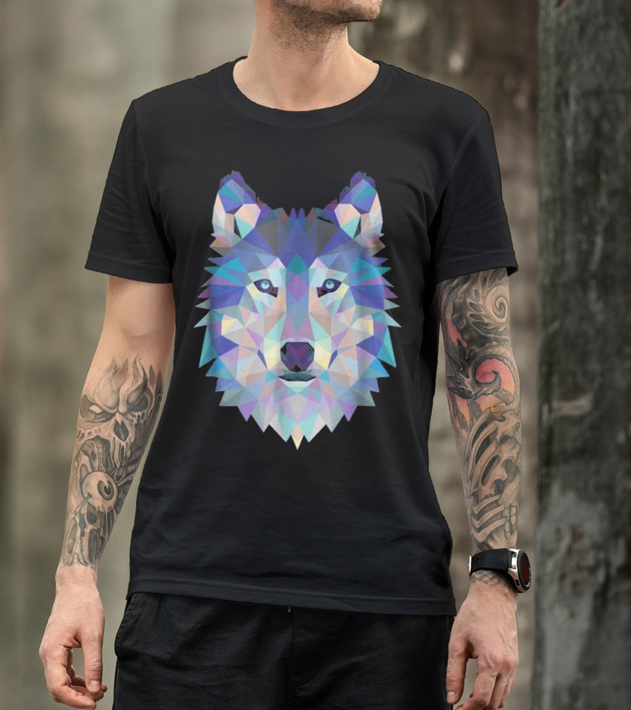 Cool Unique Geometric Wolf Pack Triangles T-Shirt