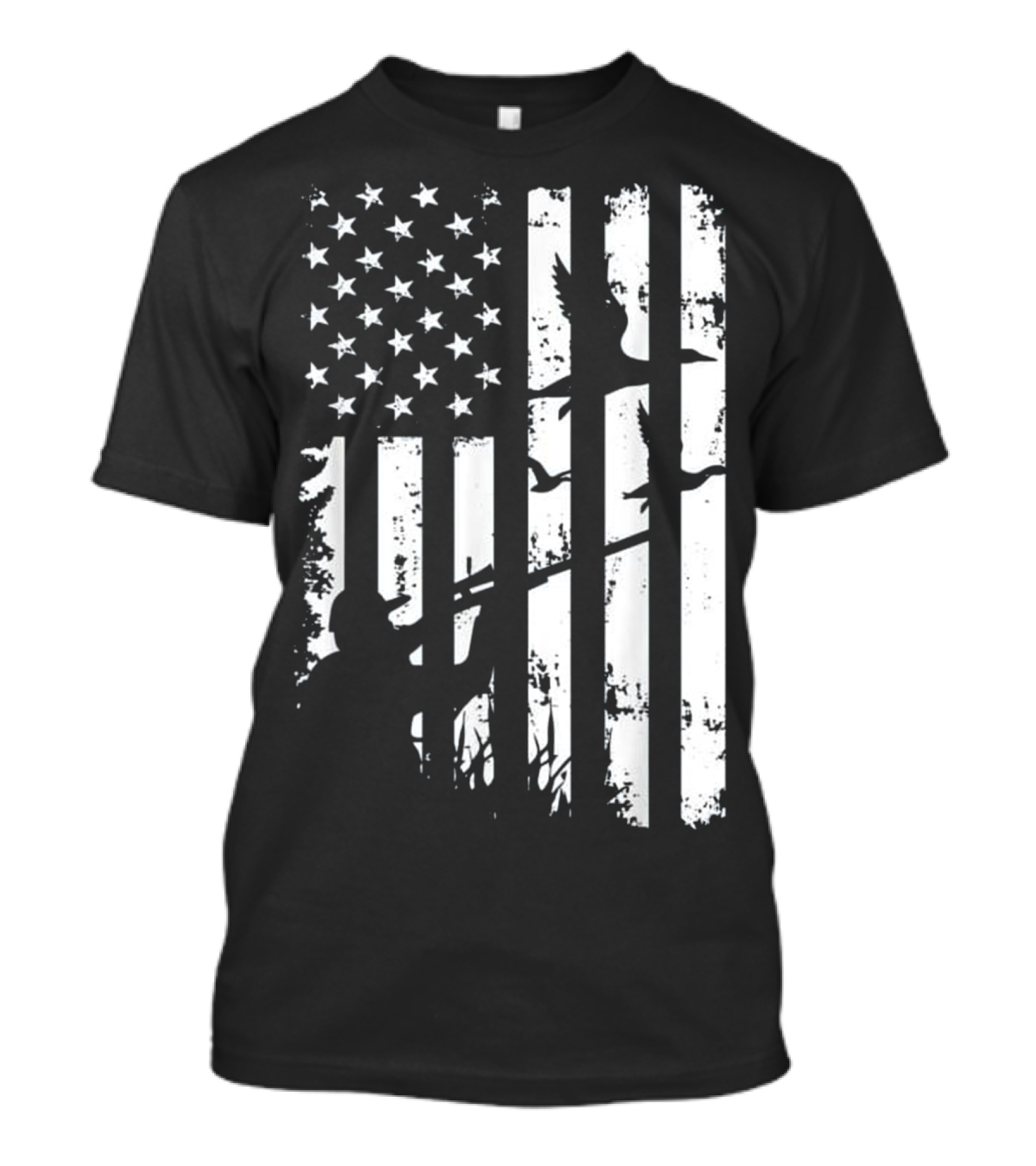Cool USA Flag Duck Hunting Outdoor Scene T-Shirt