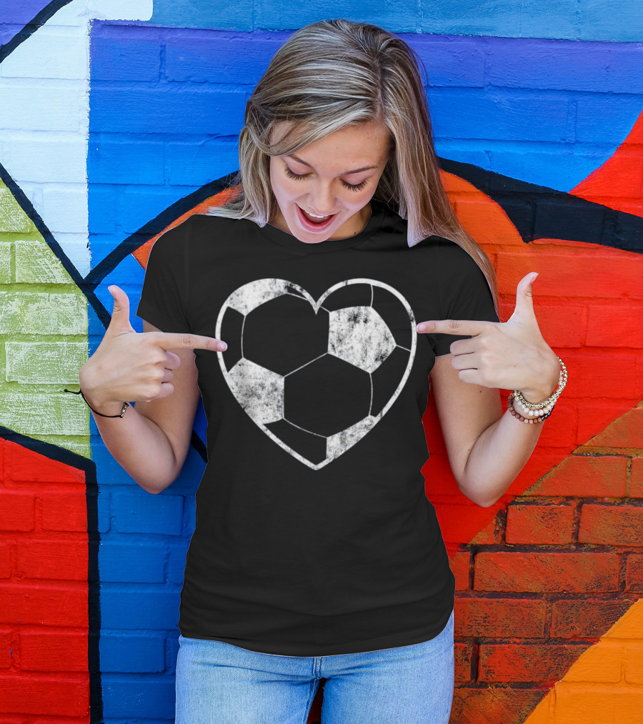 Soccer Ball Heart Funny Football Soccer Enthusiast T-Shirt