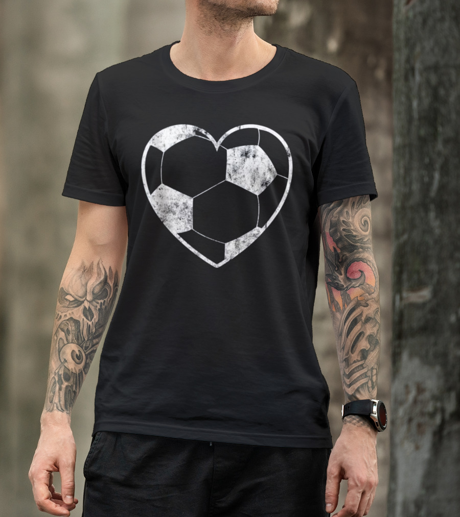 Soccer Ball Heart Funny Football Soccer Enthusiast T-Shirt