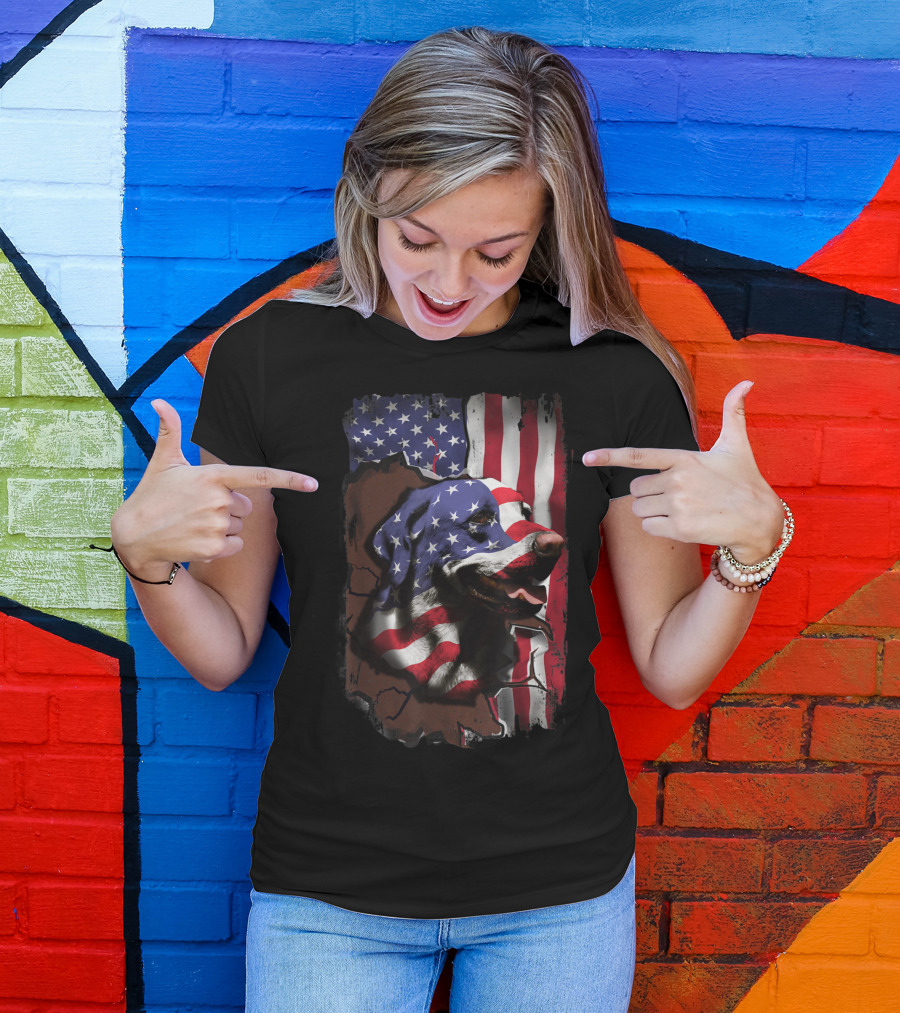 Labrador Dog With American Flag Colors T-Shirt
