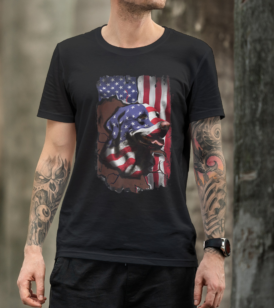 Labrador Dog With American Flag Colors T-Shirt