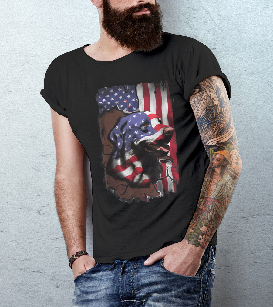 Labrador Dog With American Flag Colors T-Shirt