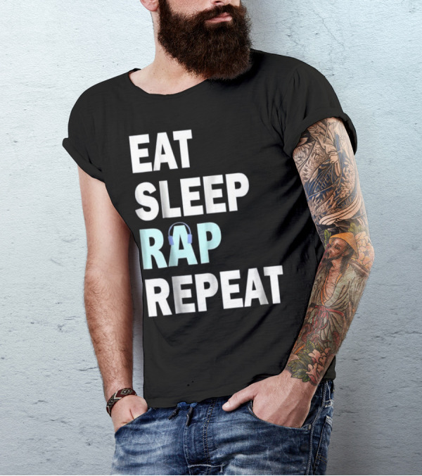 Eat Sleep Rap Repeat Rappers 90s Headphones T-Shirt