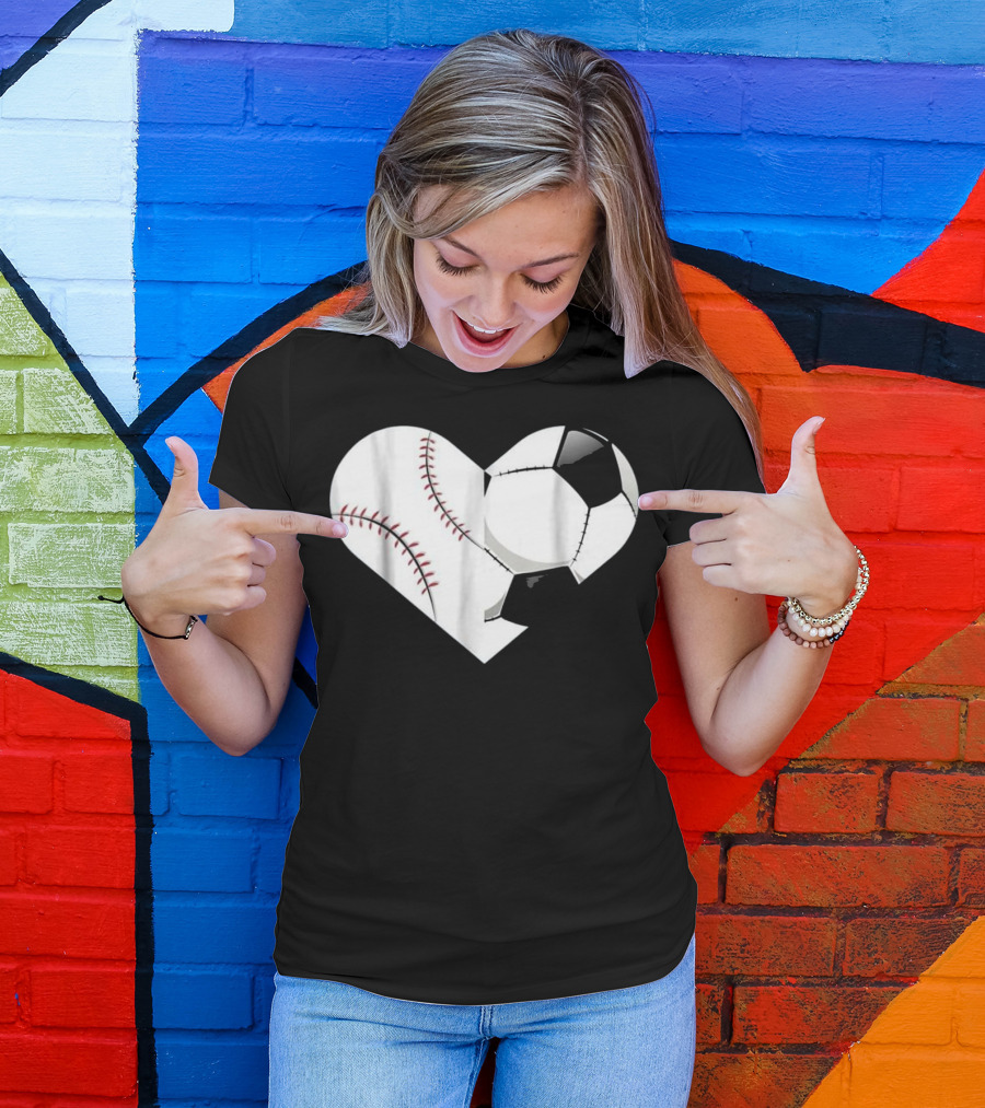 Heart Soccer Baseball Spor T-Shirt