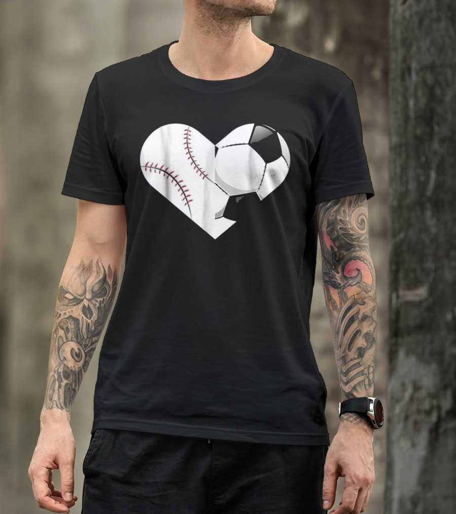 Heart Soccer Baseball Spor T-Shirt