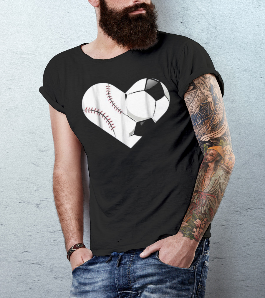 Heart Soccer Baseball Spor T-Shirt