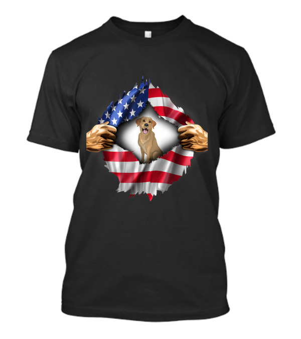 American Flag Open Hand Labrador Dog T-Shirt