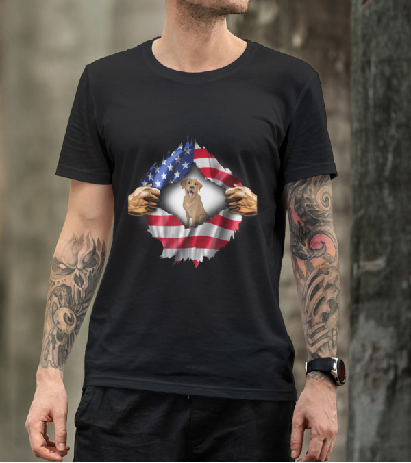 American Flag Open Hand Labrador Dog T-Shirt