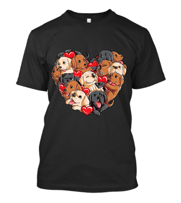 Labrador Valentine Heart Puppies With Red Hearts T-Shirt