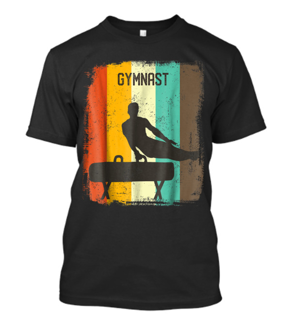 Gymnastics Pommel Horse Vintage 70s Retro Stripes T-Shirt