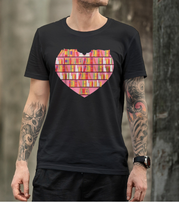 Reading Club Love Heart Library Bookshelves T-Shirt