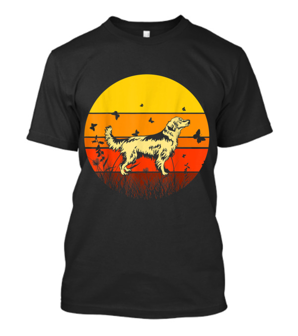 Golden Retriever Sunset Vintage Circle T-Shirt