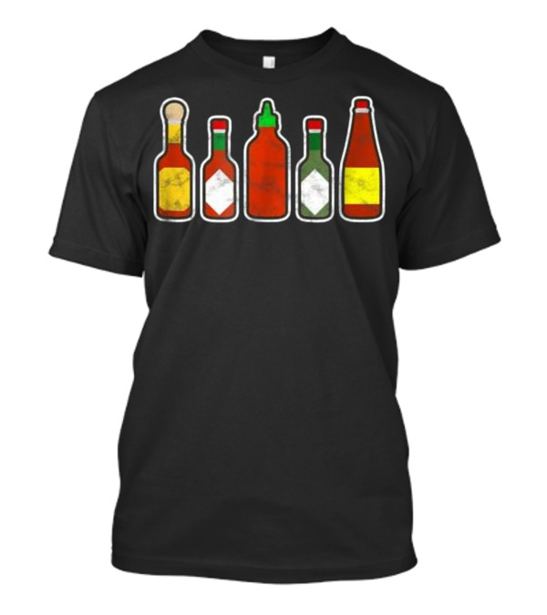 Habanero Hot Sauce Bottle Lineup Foodie T-Shirt