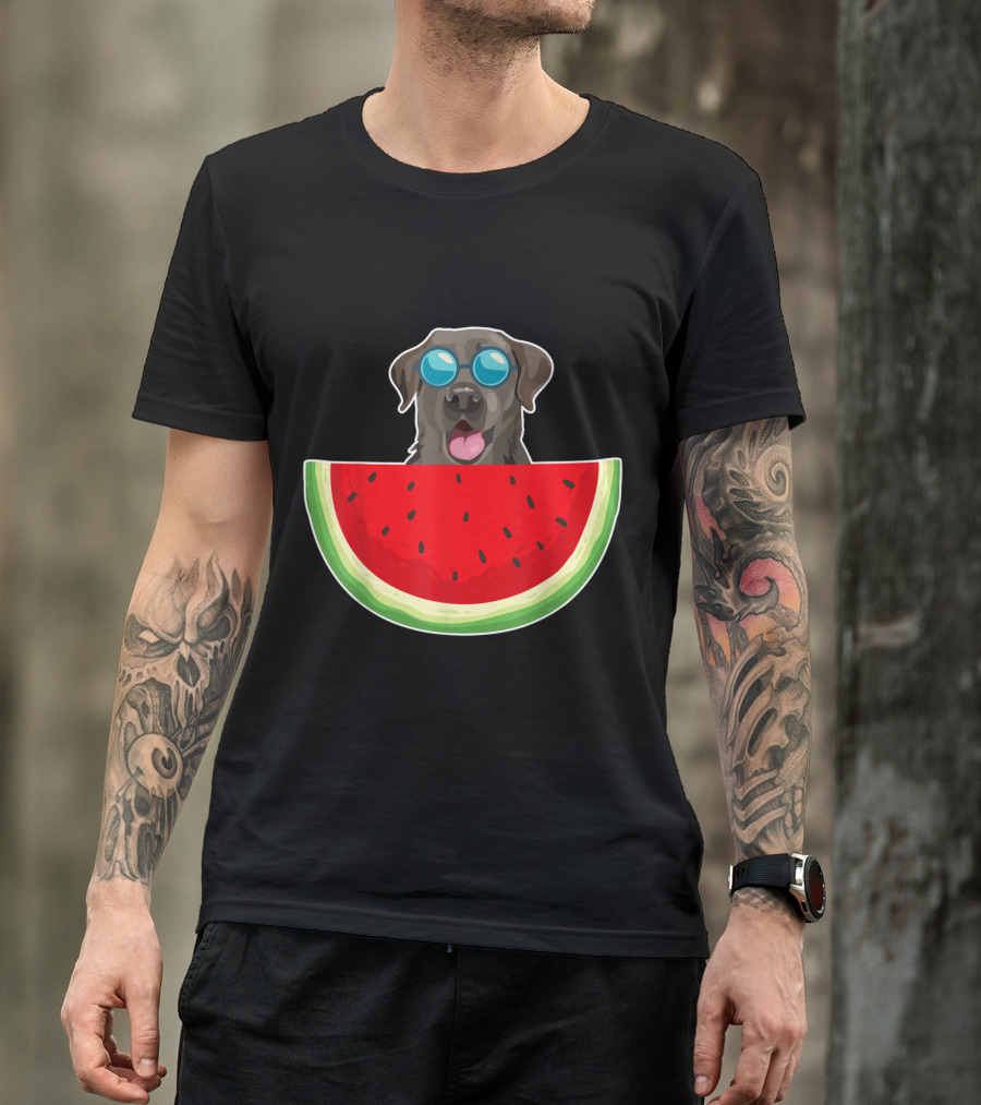 Labrador Wearing Sunglasses In Watermelon Slice Womens T-Shirt