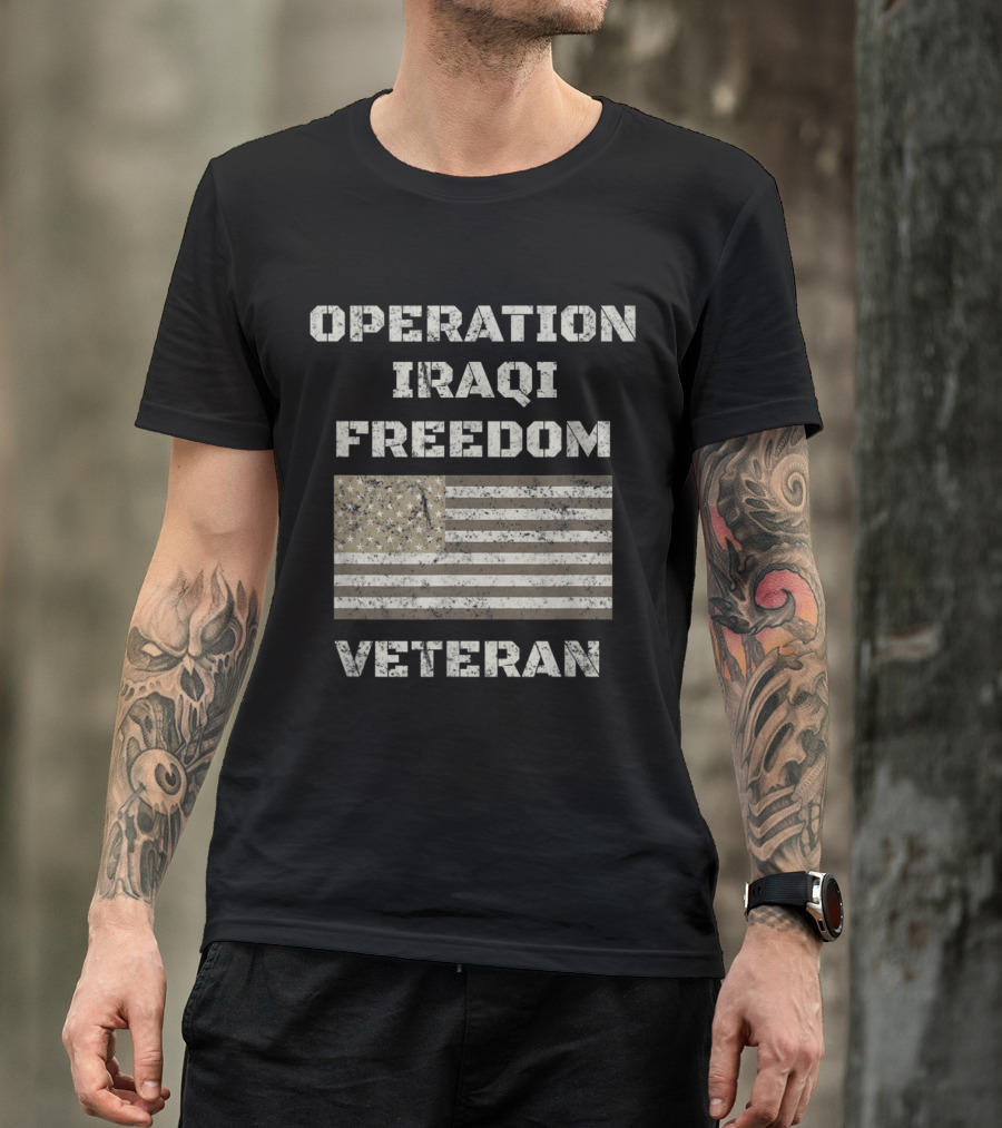 Operation Iraqi Freedom Veteran American Flag T-Shirt