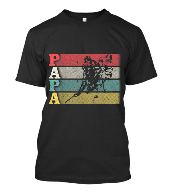 Papa Vintage Hockey Players Retro Stripes T-Shirt