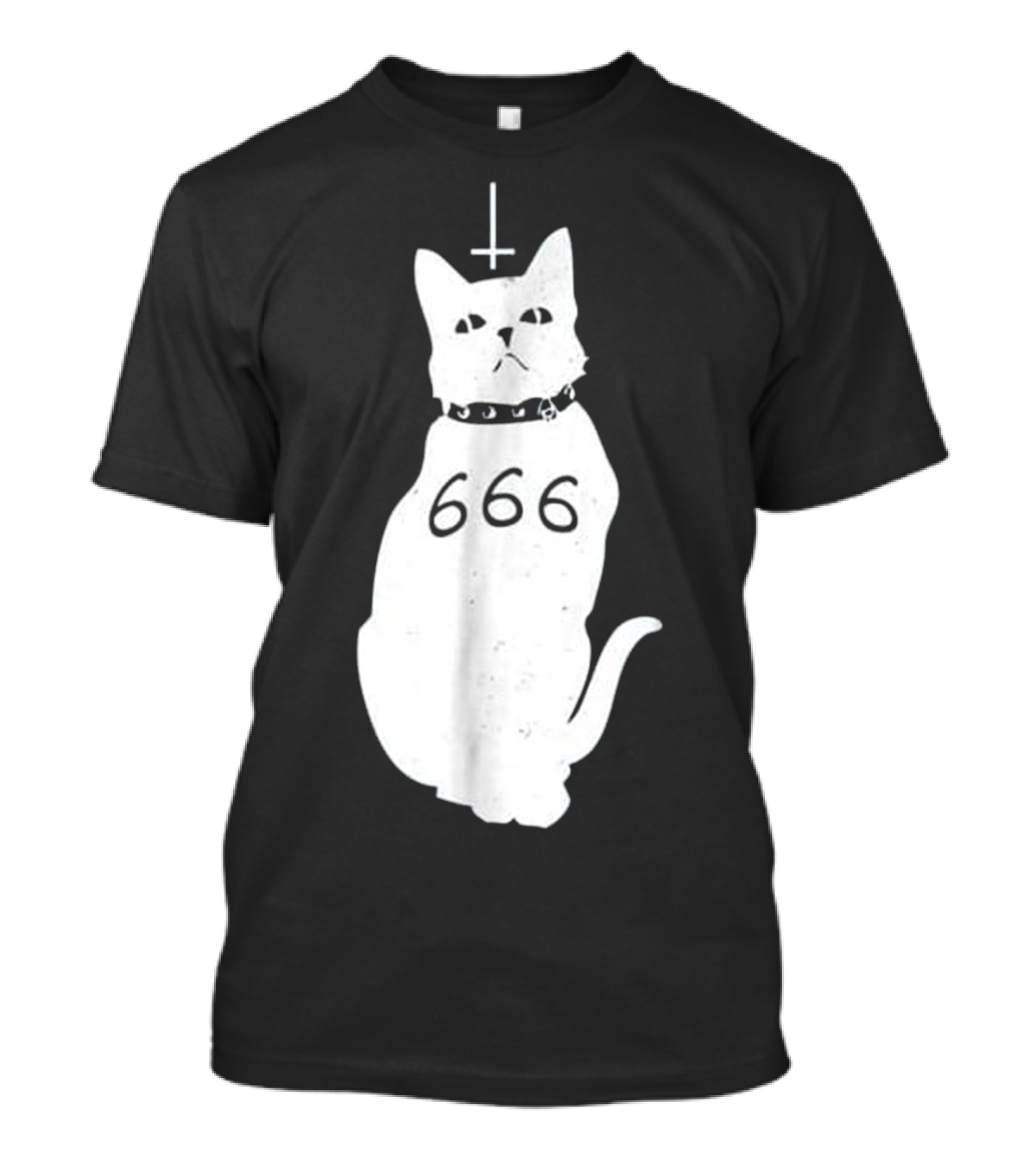 Hail Satan Demonic Cat 666 Cross T-Shirt