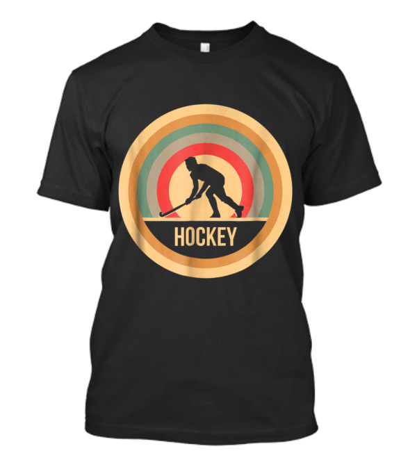 Vintage Hockey Silhouette Retro Circle T-Shirt